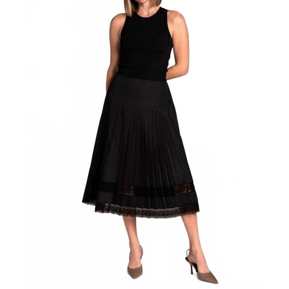 NEW BEATRICE .B technical lace detail pleated skirt in black